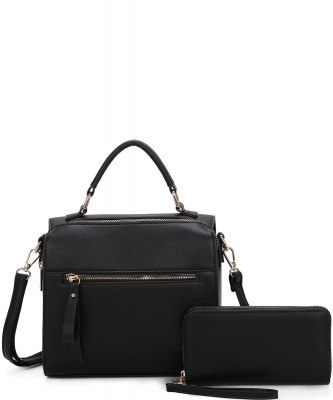 2 Piece Stylish Elegent Messenger Set LF22931 BLACK